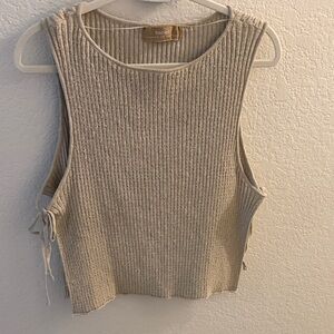 Free People Cream Ribbed Tank Top